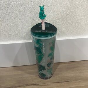 Starbucks Holiday 2022 Enchanted Forest Venti Tumbler with FOX Straw Topper